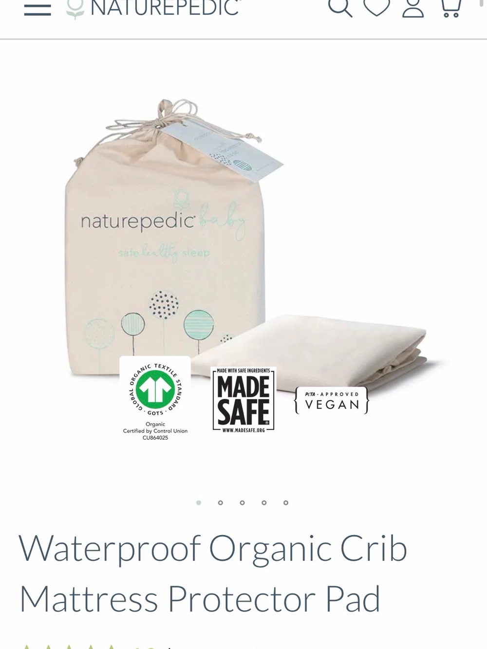 Naturepedic Organic Waterproof Crib Mattress Protector - Cream